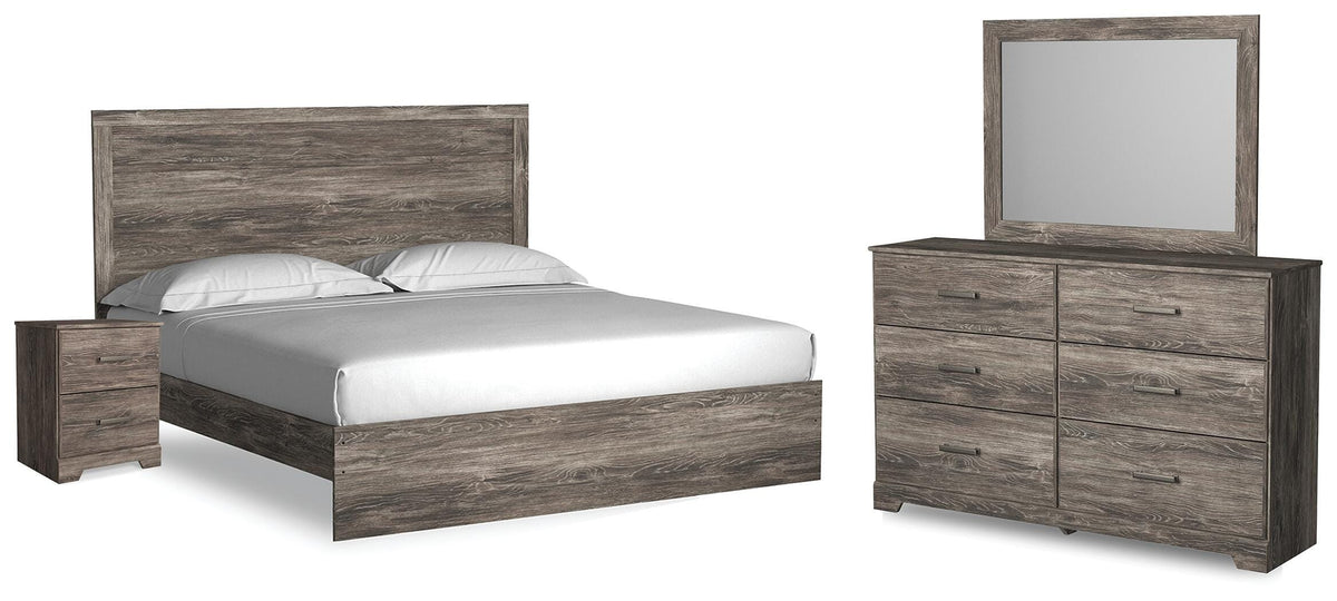 Ralinksi Panel Bed, Dresser, Mirror, and Nightstand - Gray  (B2587-SI)