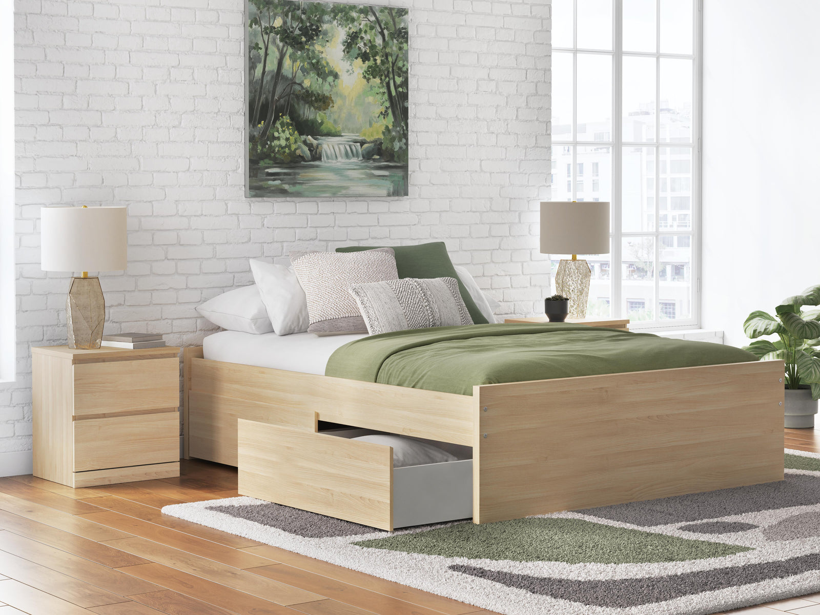 Onita Platform Bed with 2 Side Storage - Natural  (EB9632-SI) - Image 9