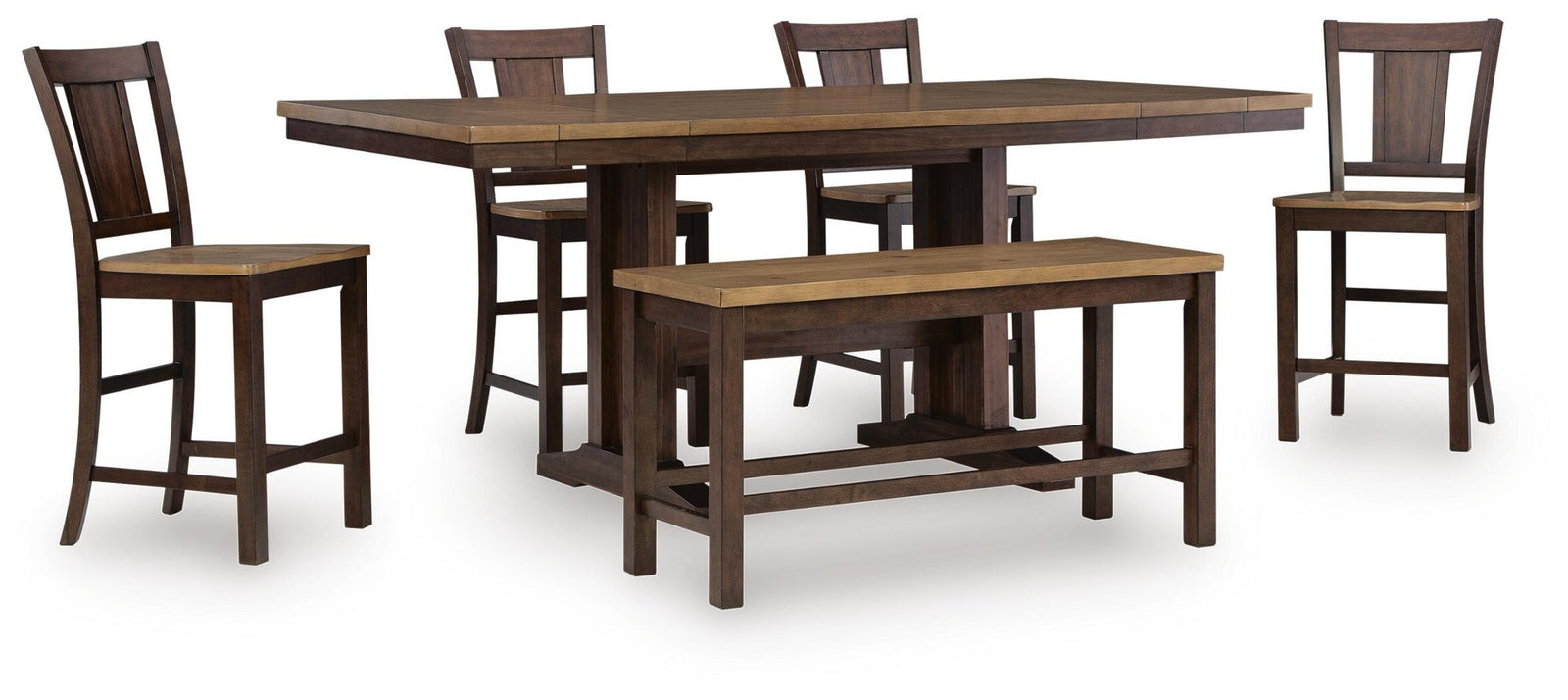 Rylandeen Counter Height Extension Dining Table 4 Barstools and Bench (PCD651-SI)