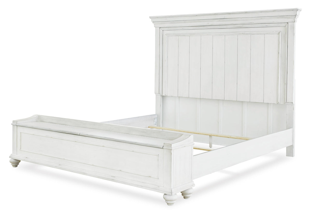 Kanwyn Panel Bed with Storage Bench - Whitewash  (B777-SI) - Image 5