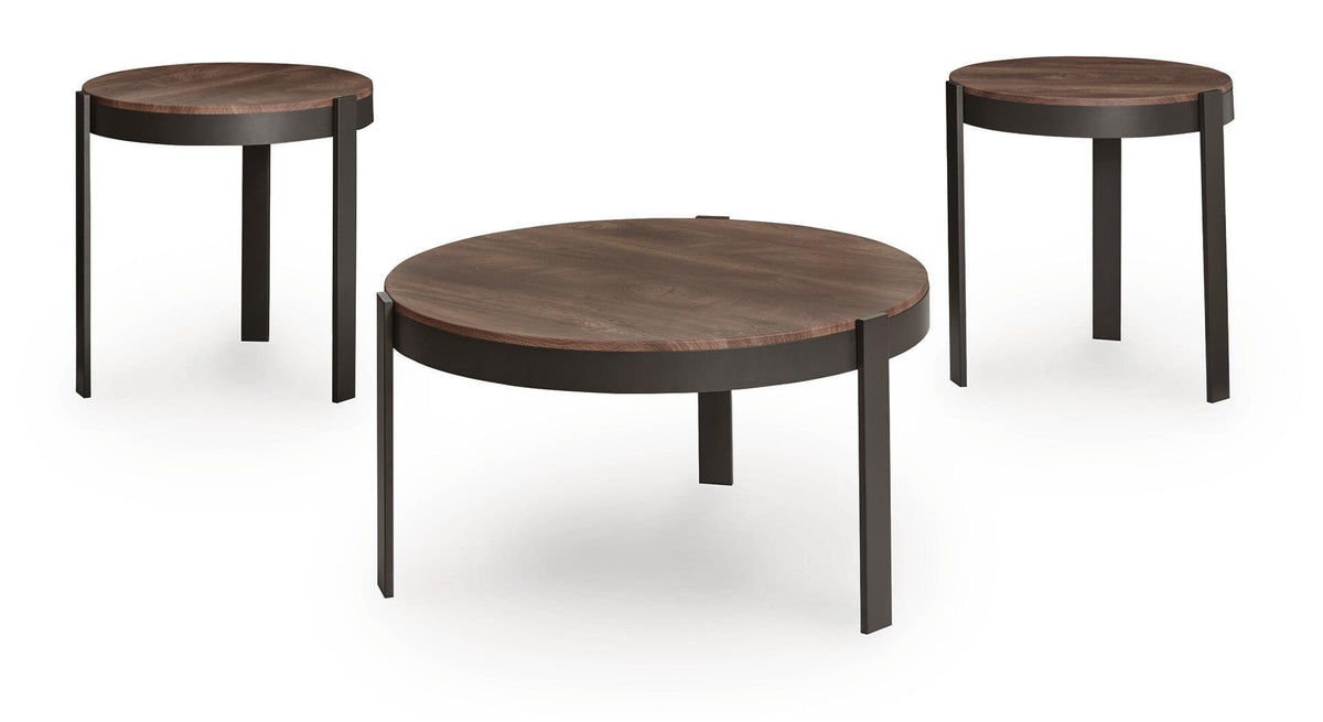 Horizon Hills Table (Set of 3) - Brown/Black  (T186-SI)