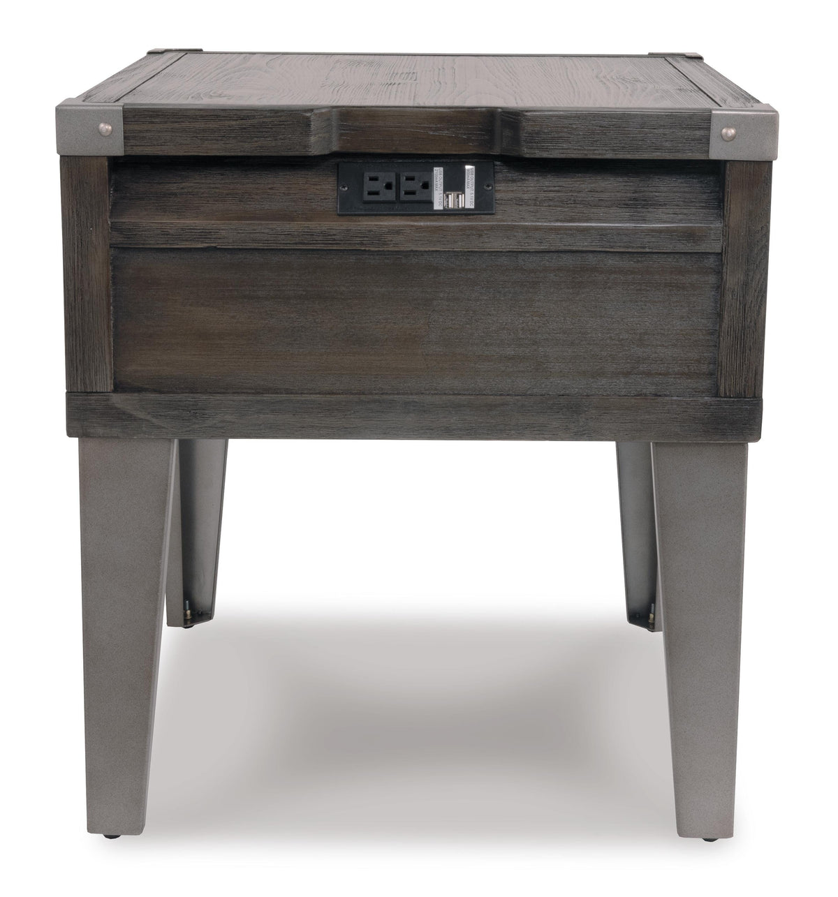 Todoe End Table with USB Ports &amp; Outlets - Dark Gray  (T901-SI) - Image 7