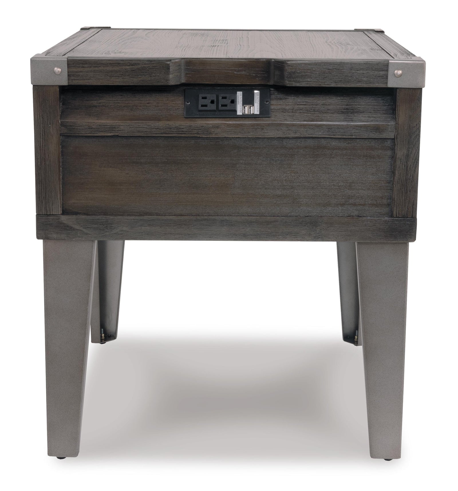 Todoe End Table with USB Ports & Outlets - Dark Gray  (T901-SI) - Image 7