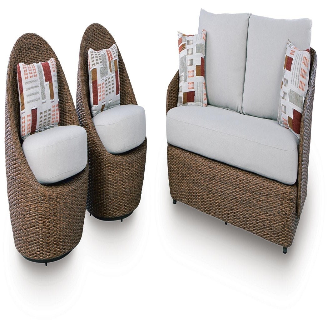 Double Point Outdoor Loveseat/2 Swivel Chairs (Set of 3) (PCP503-SI) - Image 2