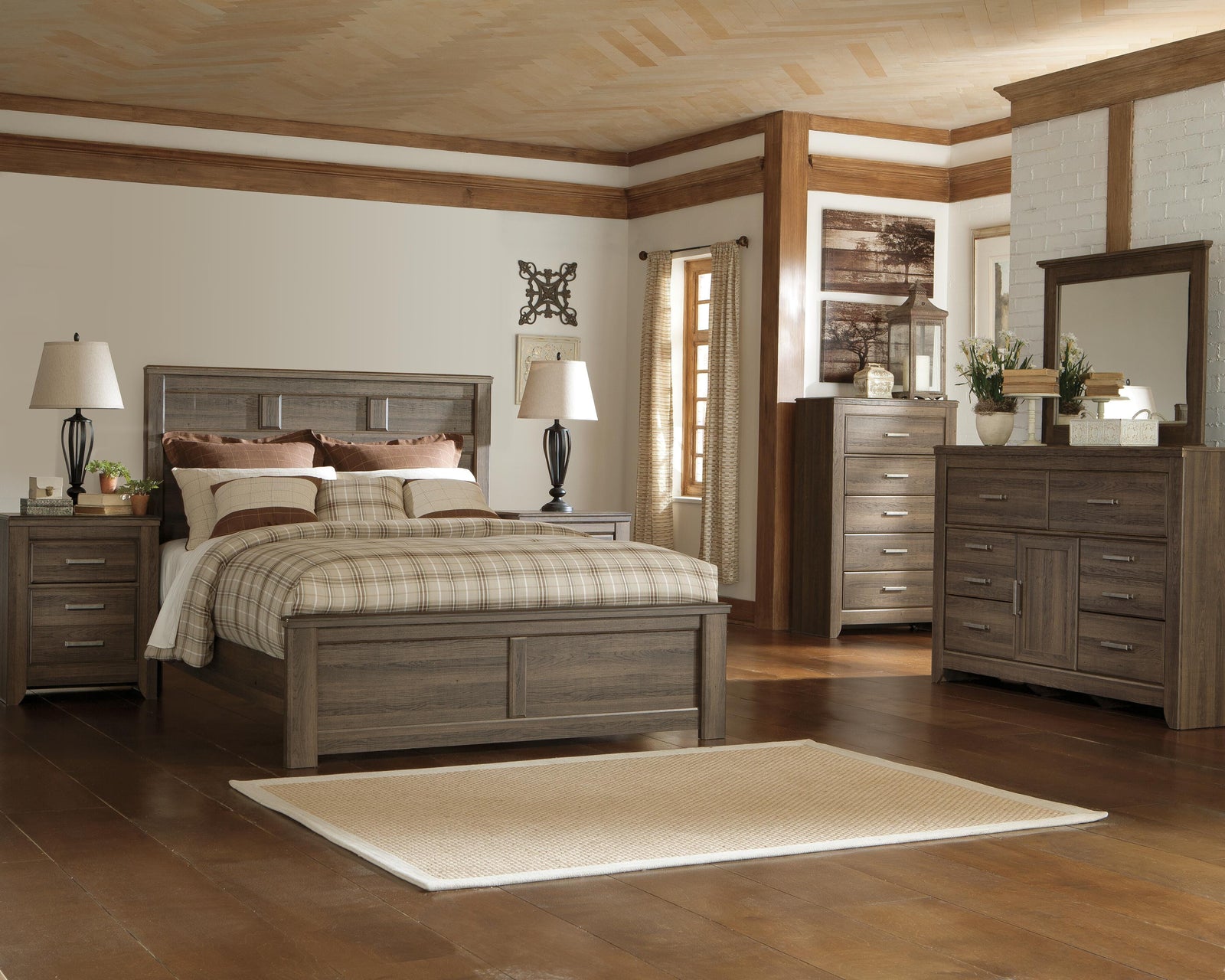 Juararo Panel Bed, Dresser and Mirror - Dark Brown  (B251-SI) - Image 3