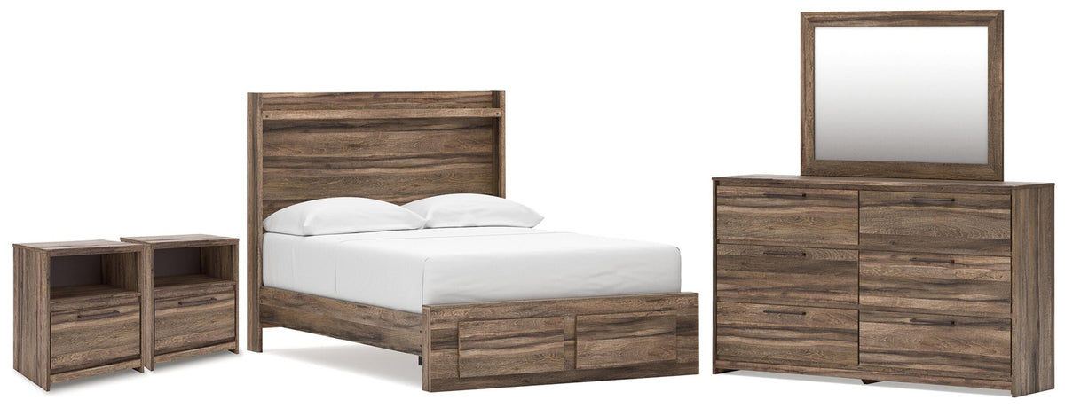 Elbrim Full Panel Storage Bed, Dresser, Mirror and 2 Nightstands (PCB2005-SI)