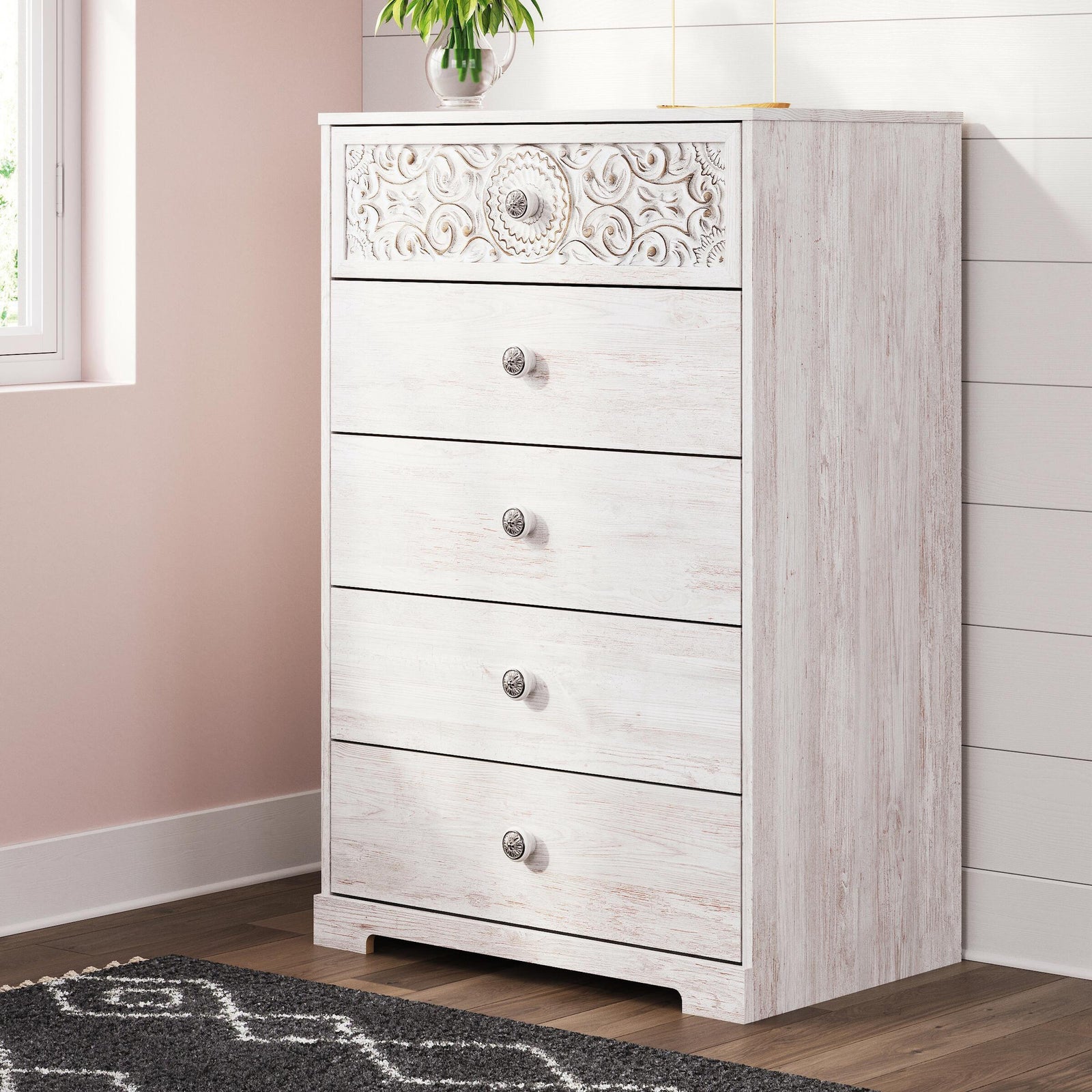 Paxberry Chest of Drawers - Whitewash  (EB1811-SI) - Image 9