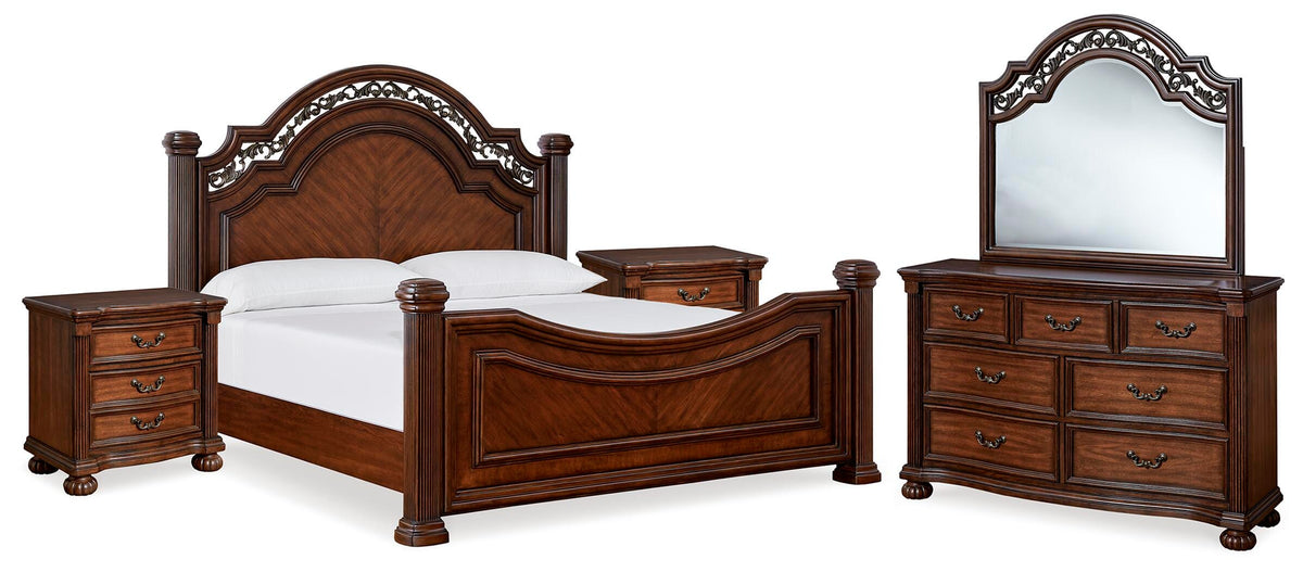 Lavinton Poster Bed, Dresser, Mirror and Nightstand - Brown  (B764-SI) - Image 2