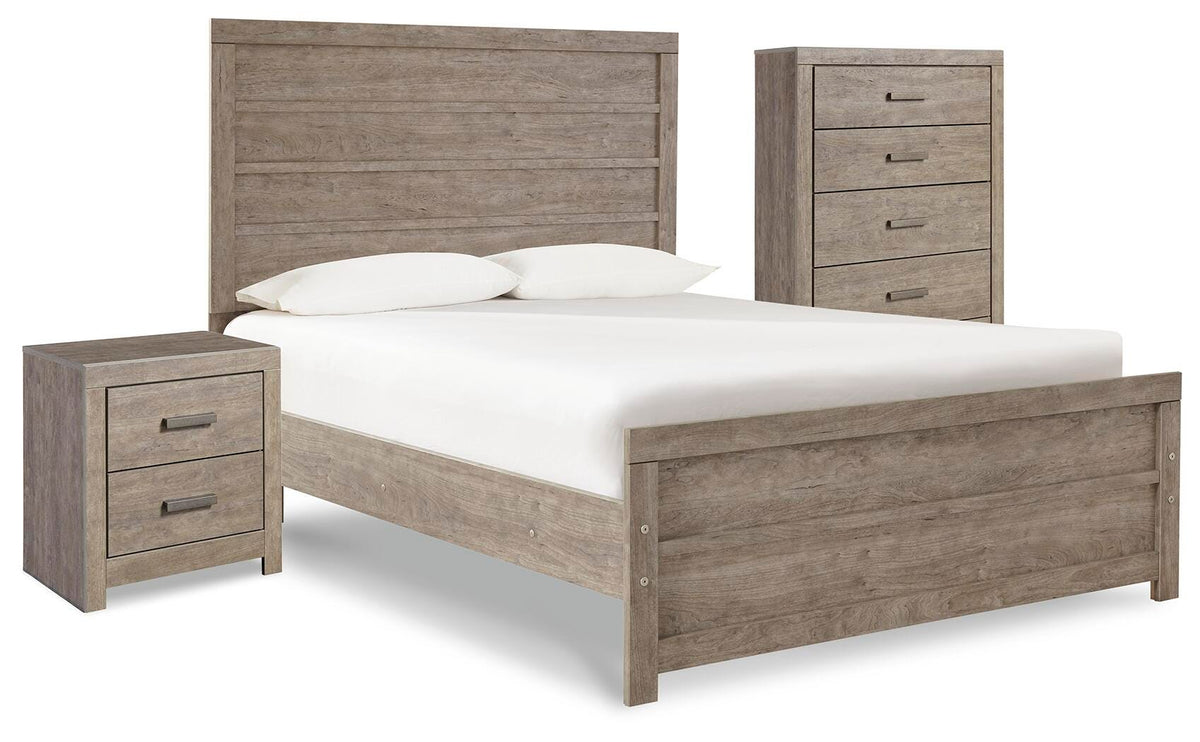Culverbach Panel Bed with Chest of Drawers and Nightstand - Gray  (B070-SI)