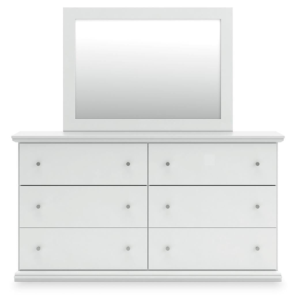 Bostwick Shoals Panel Bed, Dresser, Mirror, Chest and 2 Nightstands - White  (B139-SI) - Image 2
