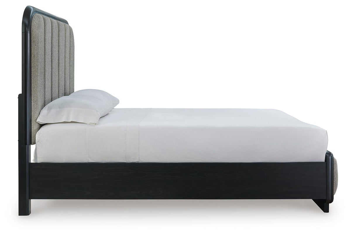 Rowanbeck Upholstered Panel Bed - Gray/Black  (B821-SI) - Image 4