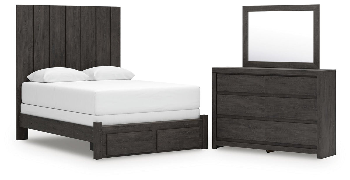Fraluna Queen Panel Storage Bed, Dresser and Mirror (PCB3370-SI)