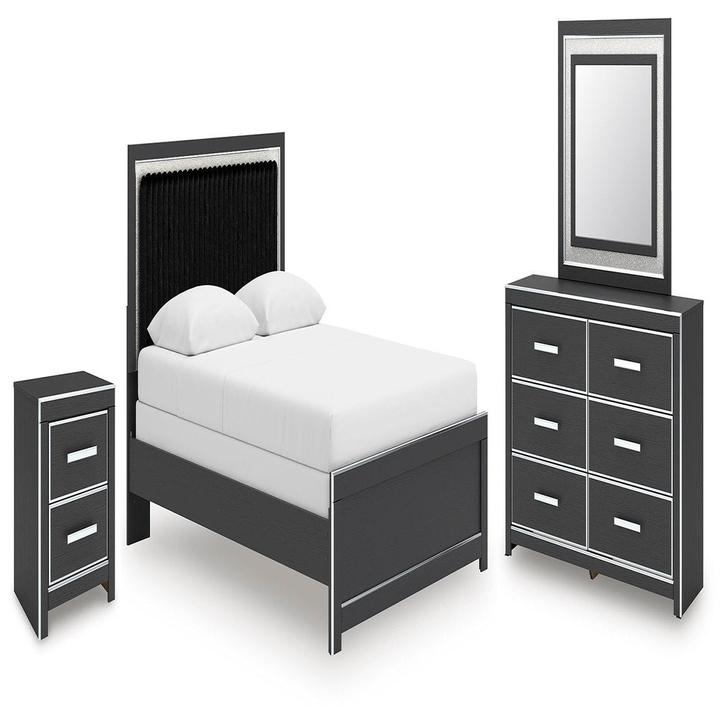 Zuraleus Queen Panel Bed, Dresser, Mirror and Nightstand (PCB3380-SI)