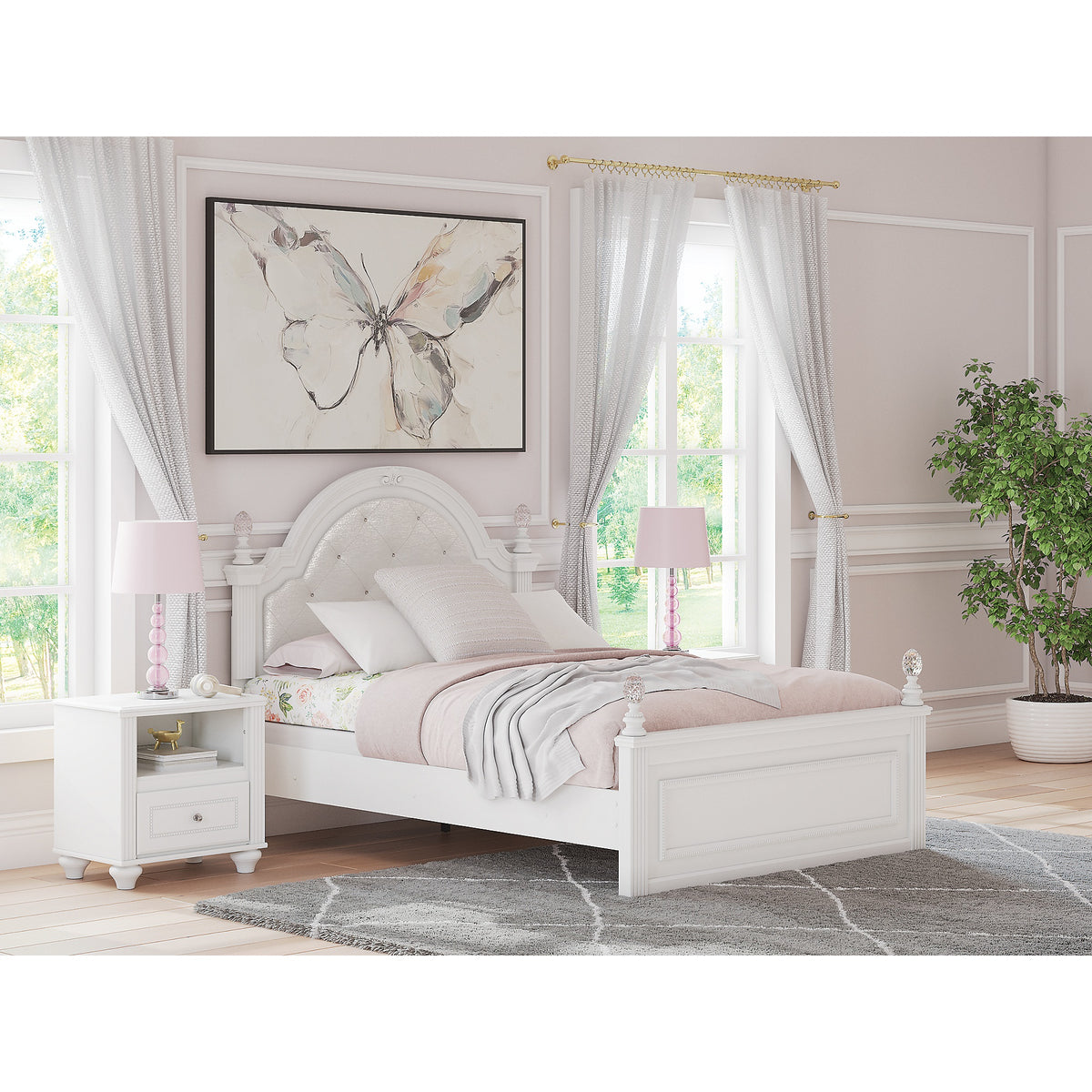 Kozlani Full Upholstered Panel Bed, Dresser and Mirror (PCB1819-SI) - Image 13