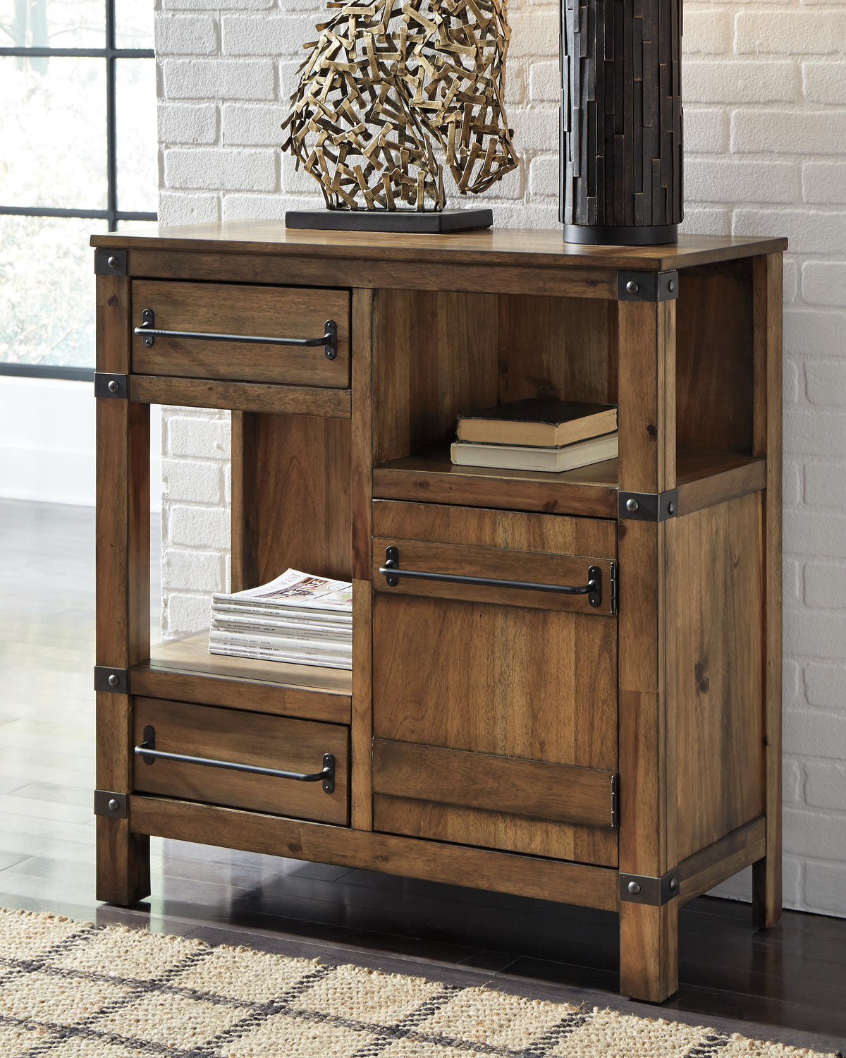 Roybeck Accent Cabinet - Light Brown/Bronze  (T411-SI) - Image 2