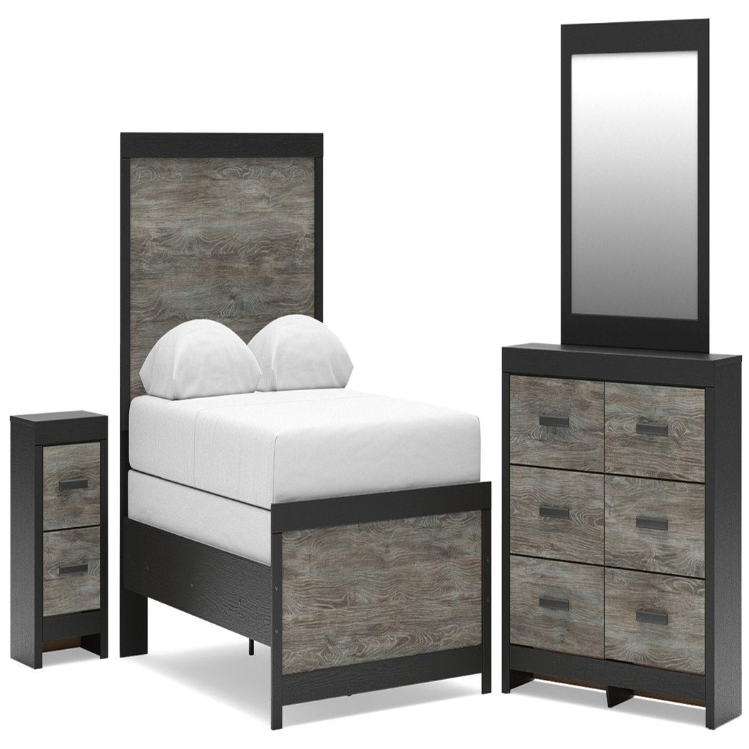 Broachmyn Queen Panel Bed, Dresser, Mirror and Nightstand (PCB1118-SI)