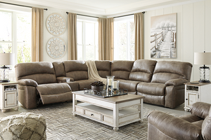 Realyn Coffee Table and 2 Chairside End Tables White Brown