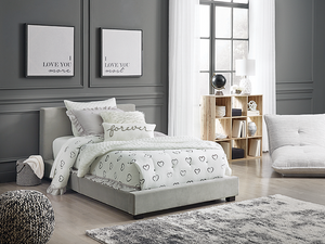 Modern gray upholstered deals bed