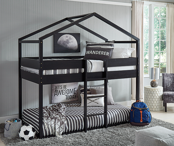 Flannibrook over House Loft Bed Youth Black B082B1 SI