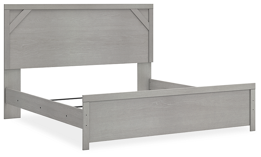 Cottonburg Panel Bed Light Gray White B1192 SI InspireLiving