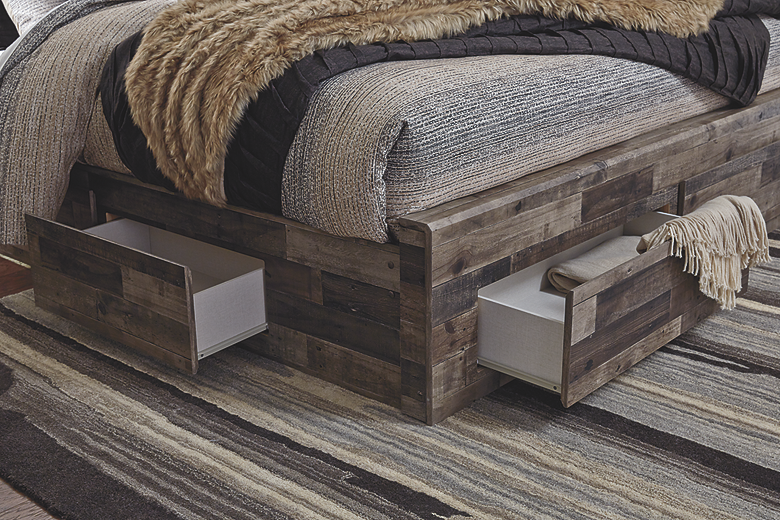 Derekson Queen Panel Bed with 4 Storage Drawers Multi Gray