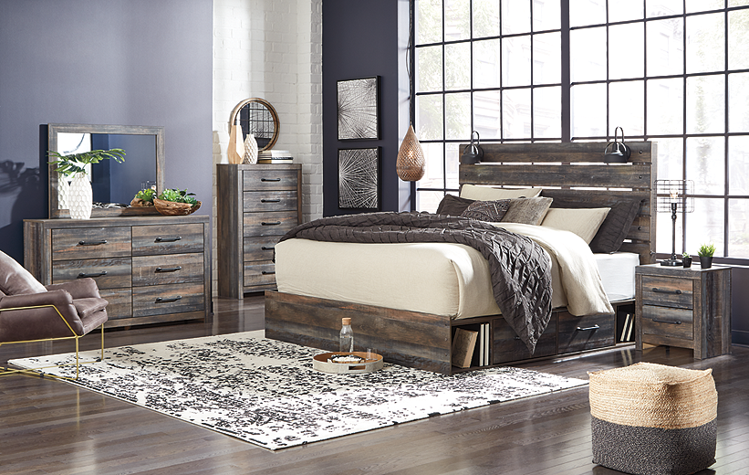 Drystan queen panel bed with 2 storage online drawers