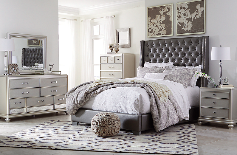 Coralayne Upholstered Bed Gray B650 SI InspireLiving