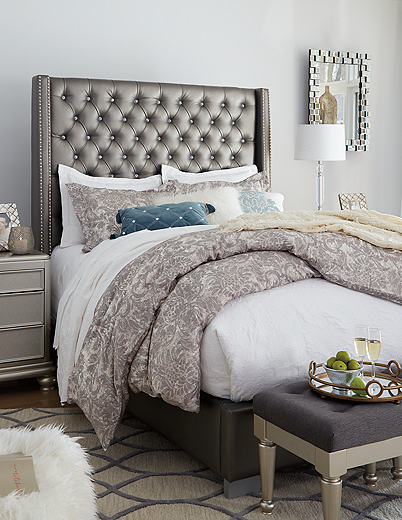 Coralayne Upholstered Bed Gray B650 SI InspireLiving