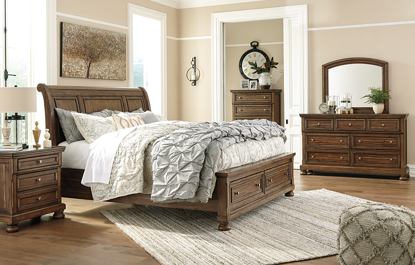 Flynnter king sleigh bed with 2 storage drawers deals
