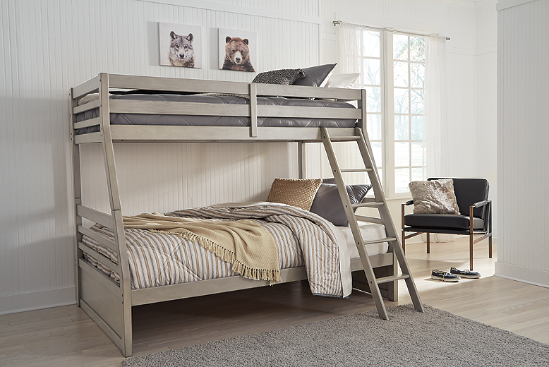 Lettner Twin over Full Bunk Bed Youth Light Gray B733B38 SI