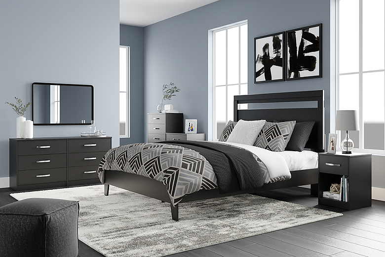 Black platform bed deals set