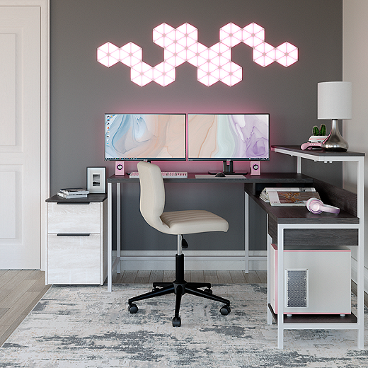 Dorrinson Home Office L Desk with Storage H287 24 SI InspireLiving
