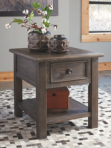 Dark brown rustic end tables deals