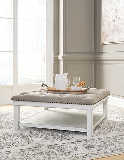 Kanwyn Upholstered Ottoman Coffee Table Whitewash T937 21 SI