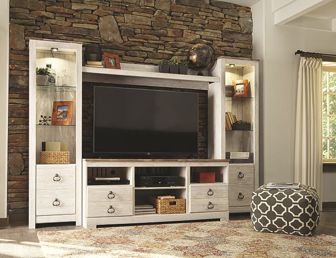 Willowton whitewash 4 piece entertainment center deals