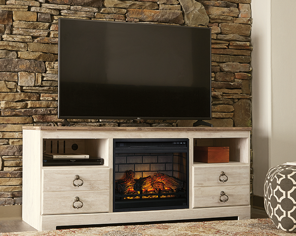Willowton 64 TV Stand with Electric Fireplace W267 SI